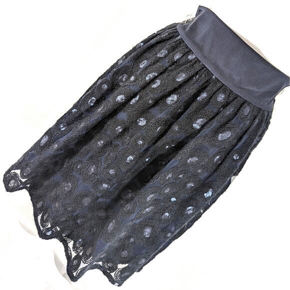 NWT@$278! WORTH! NAVY BLUE SILK W/CIRCULAR EMBROIDERY SEQUIN CENTERS SKIRT! SZ 8 - Picture 1 of 9